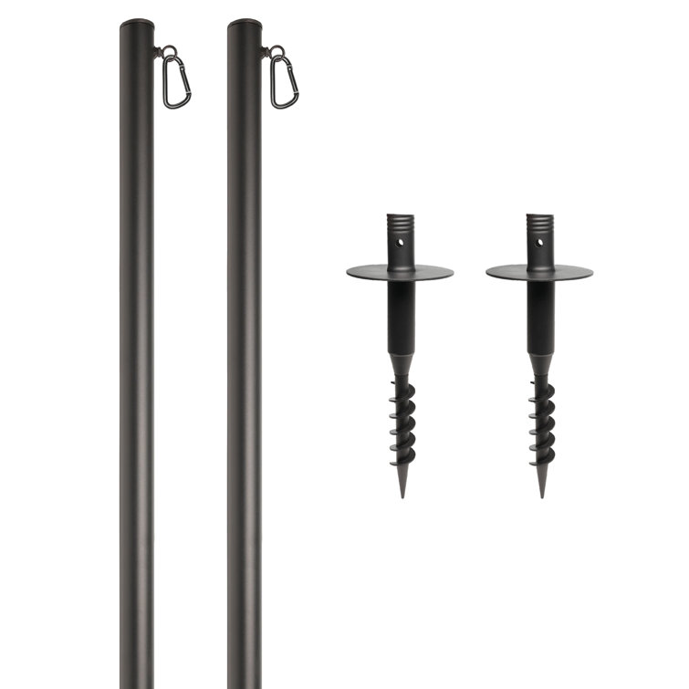 String Led Light Pole Kit for Backyard, Garden, Lawn, Patio, or Deck, Poles Extends To 10 Ft Tall, Includes a Machined-Screw Base with Flat Topper, Installation Bar, and a Magnetic Bubble Level