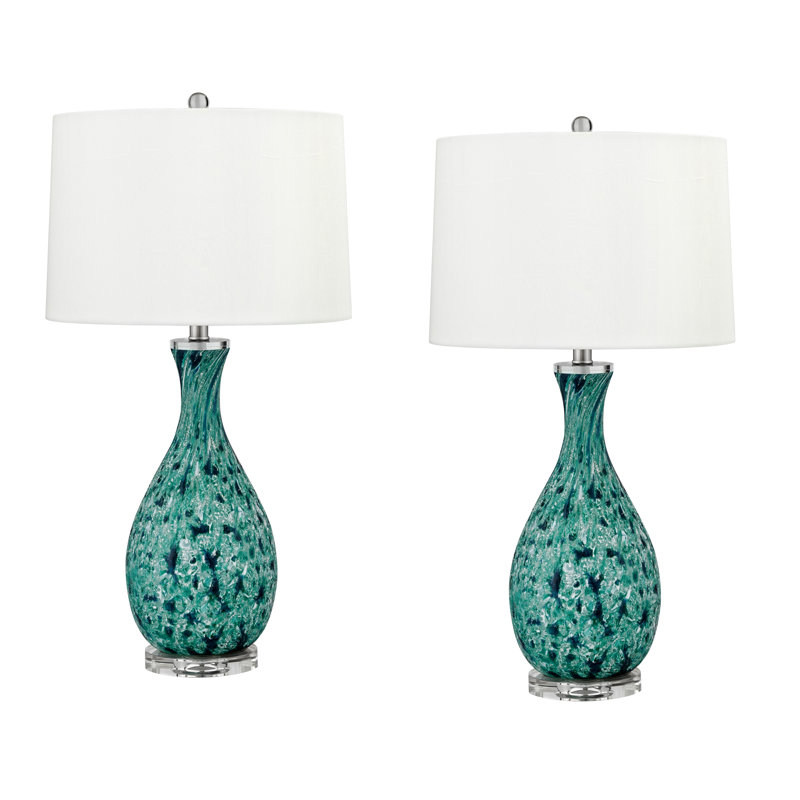 Lamazia 30" Blue & Green Table Lamp with USB Port
