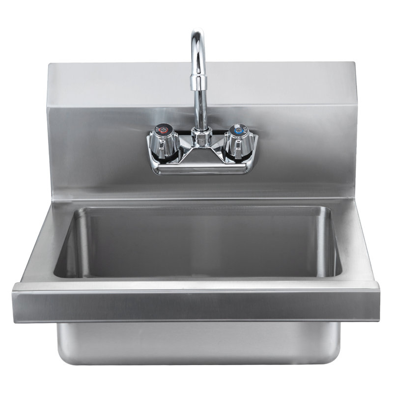 Commercial Hand Sink With Faucet, Stainless Steel Sink For Washing, Small Hand Washing Sink, Wall Mount Hand Basin, Utility Sink For Restaurant