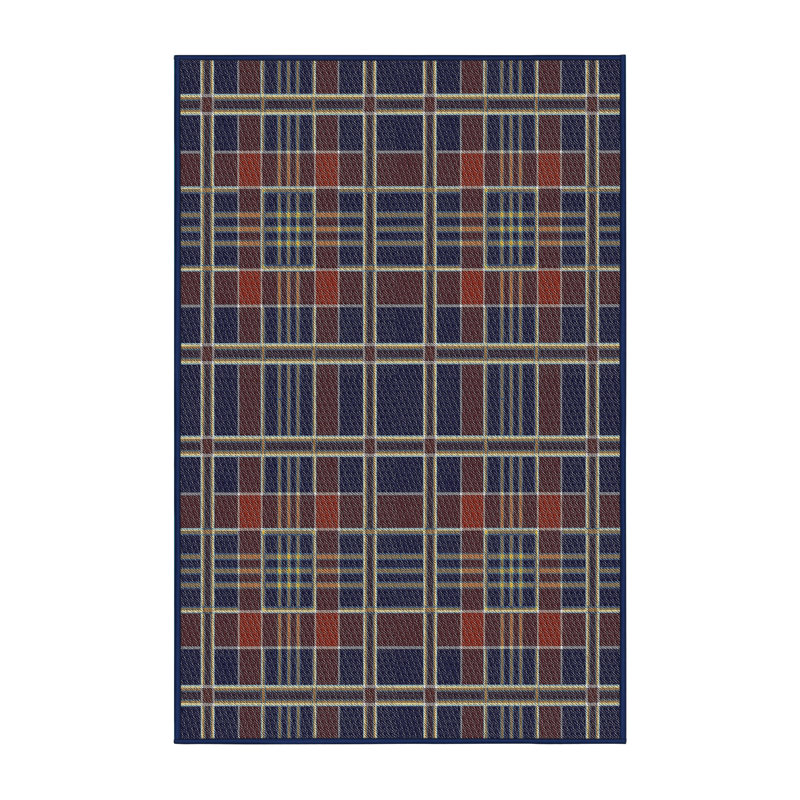 Tapis décoratif à carreaux bleu/orange Ritchey, Rectangle 8 pi x 10 pi