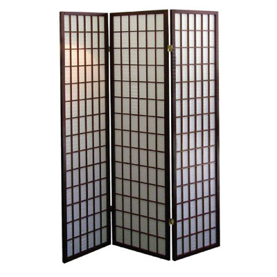 Cloison 70 pouces à 3 panneaux de style japonais avec finition cerisier