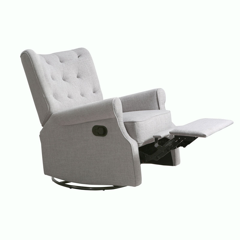 Alice Wingback Swivel Recliner, Gray Linen