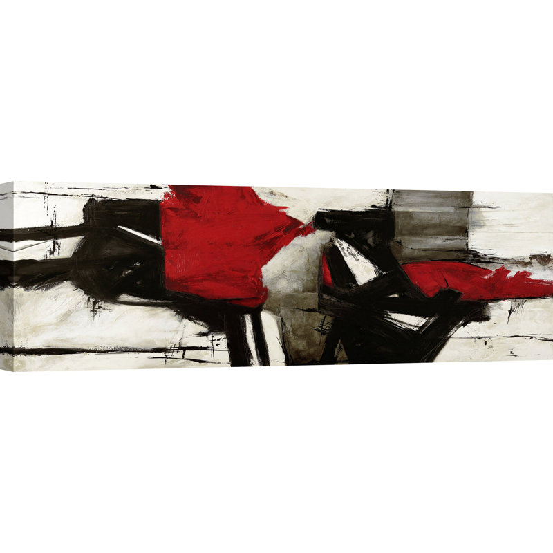 Red Profile by Jim Stone - Wrapped Canvas Painting, 40cm H x 120cm W x 4cm D