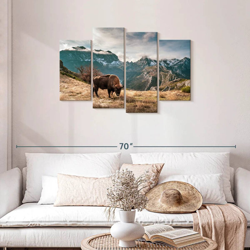Brampt Bison By The Mountains, 27" H x 43" W