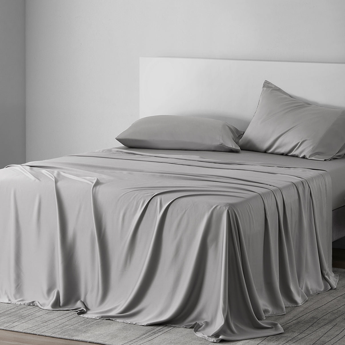 Lyocell Sheet Set, King Sheet Set with 2 Pillowcases, Gray