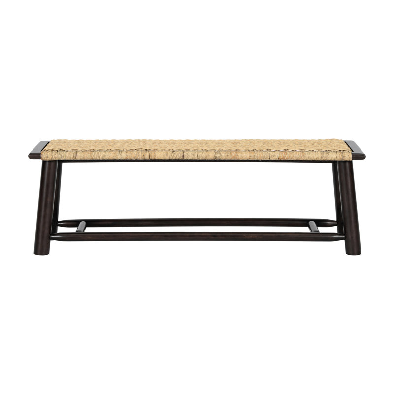 Solid Wood Bench, 59 Inches, Walnut Finish, Suitable For Screened Porches And Transitional Areas Comfortably Seats 3 Adults In Small Apartments
