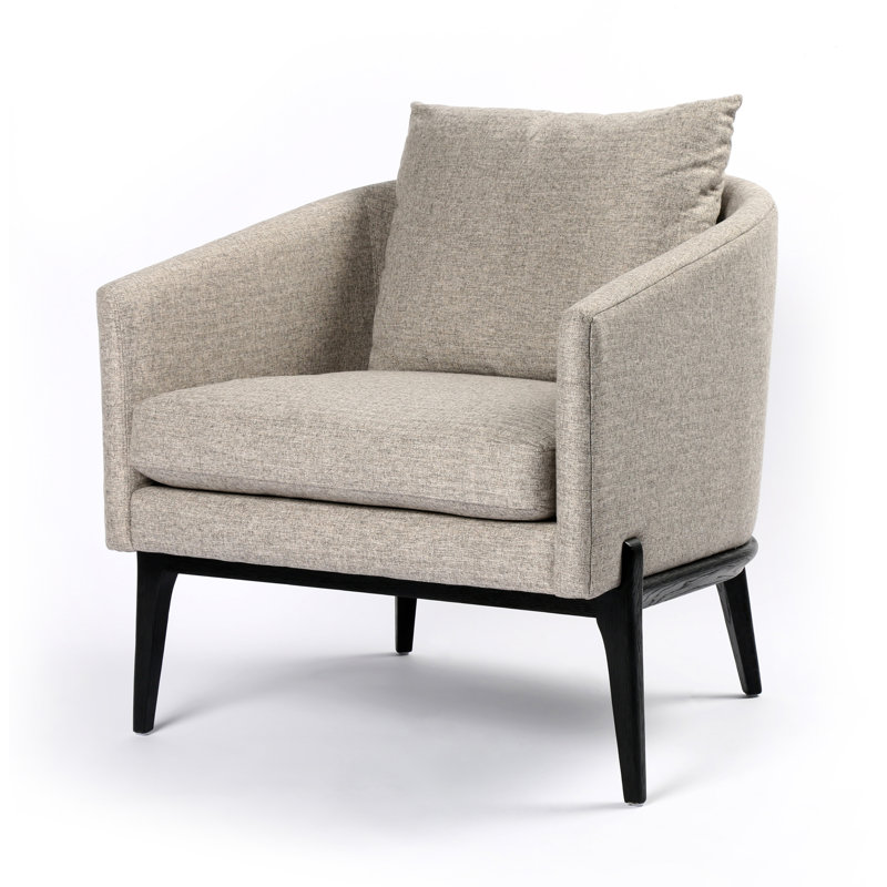 Medau Upholstered Barrel Chair, Orly Natural, Black Oak