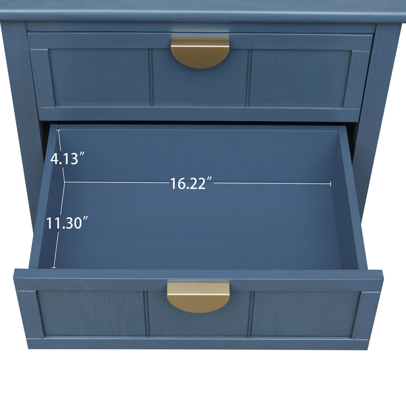 Table de chevet en bois massif Menisha, Bleu