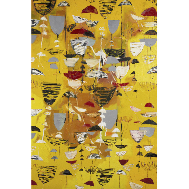 Slate Arrangement II by Erin McGee Ferrell -  Painting, 122 cm H x 81 cm W, Black Floater Framed