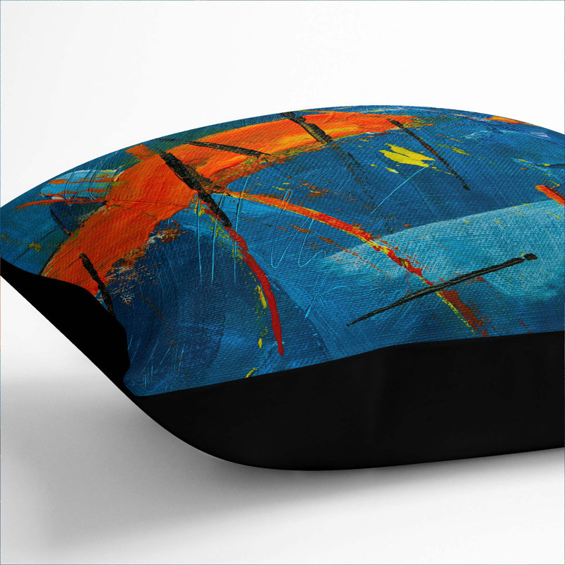 Abstract Square Throw Cushion, 40 x 40 cm, Black