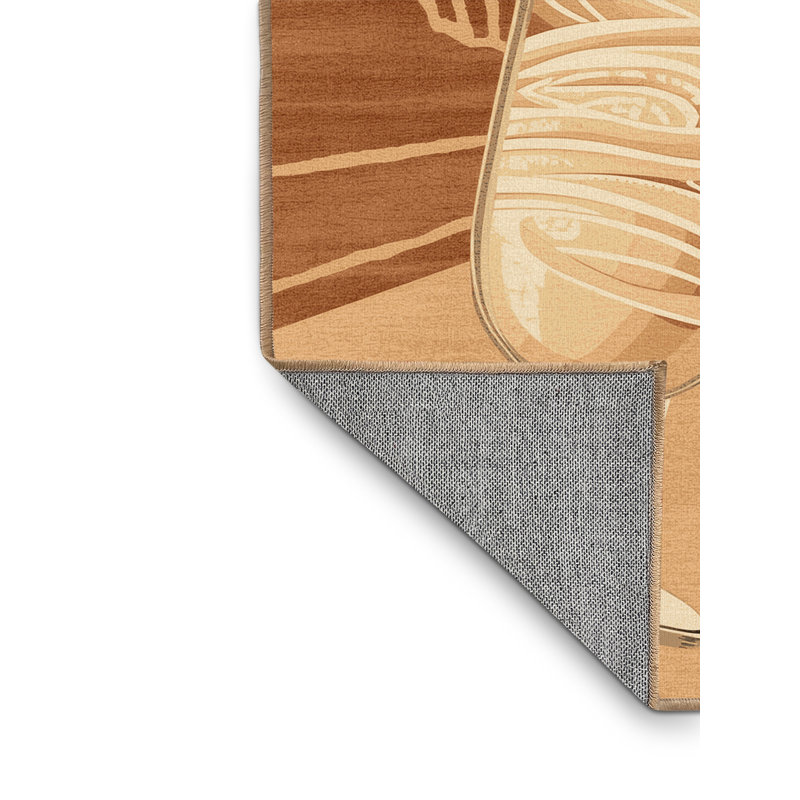 Machine Washable Elkton Milkshake Vintage Vintage Look Rug in Brown – LightBrown Binding, 8x10