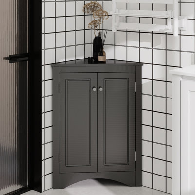Armoire de rangement triangulaire noire avec tablettes réglables, armoire de plancher autoportante pour la cuisine à domicile