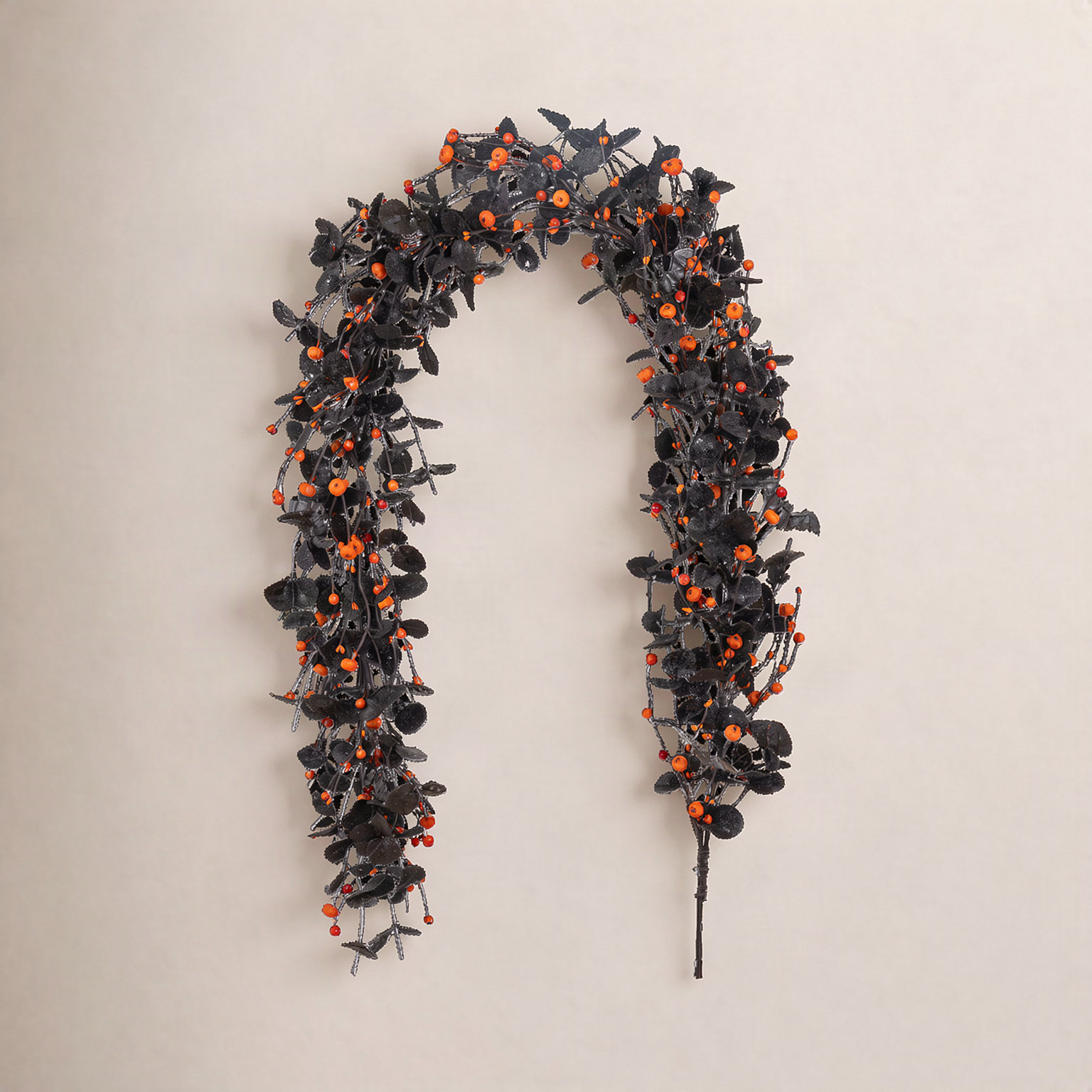 72"L Halloween Eucalyptus Pumpkin Bat Garland