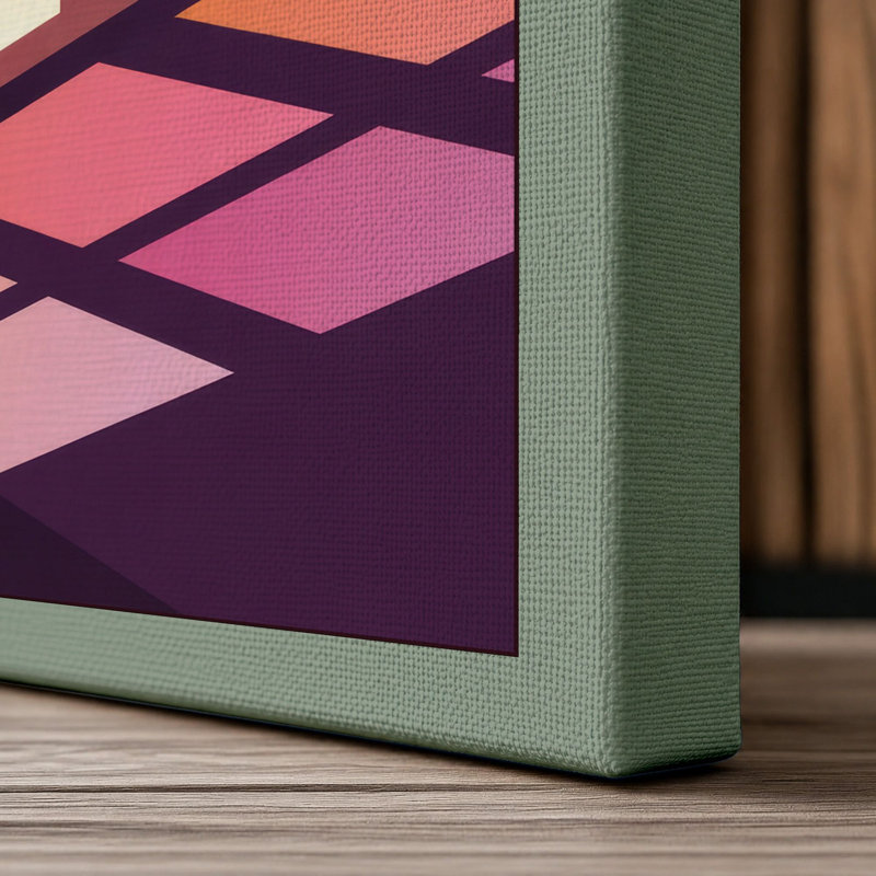 Illuminated Windows at Dusk Geometric - Wrapped Canvas, 18x12 - 45.7 x 30.5 cm, Sage Border