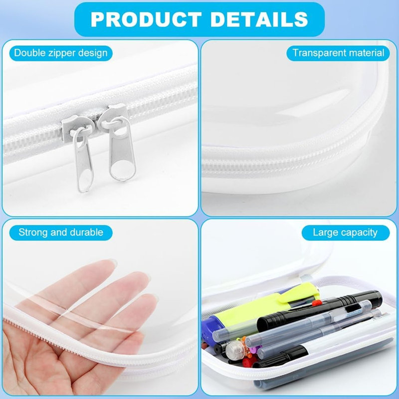 Transparent Double Zipper Bag Travel Toiletry Storage Bag Set Of Three