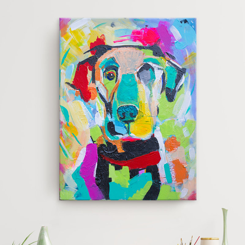 «Colorburst Pup» par Brandon Thomas, reproduction d'art sur toile tendue, H 40 po x l 30 po x 1,5 po