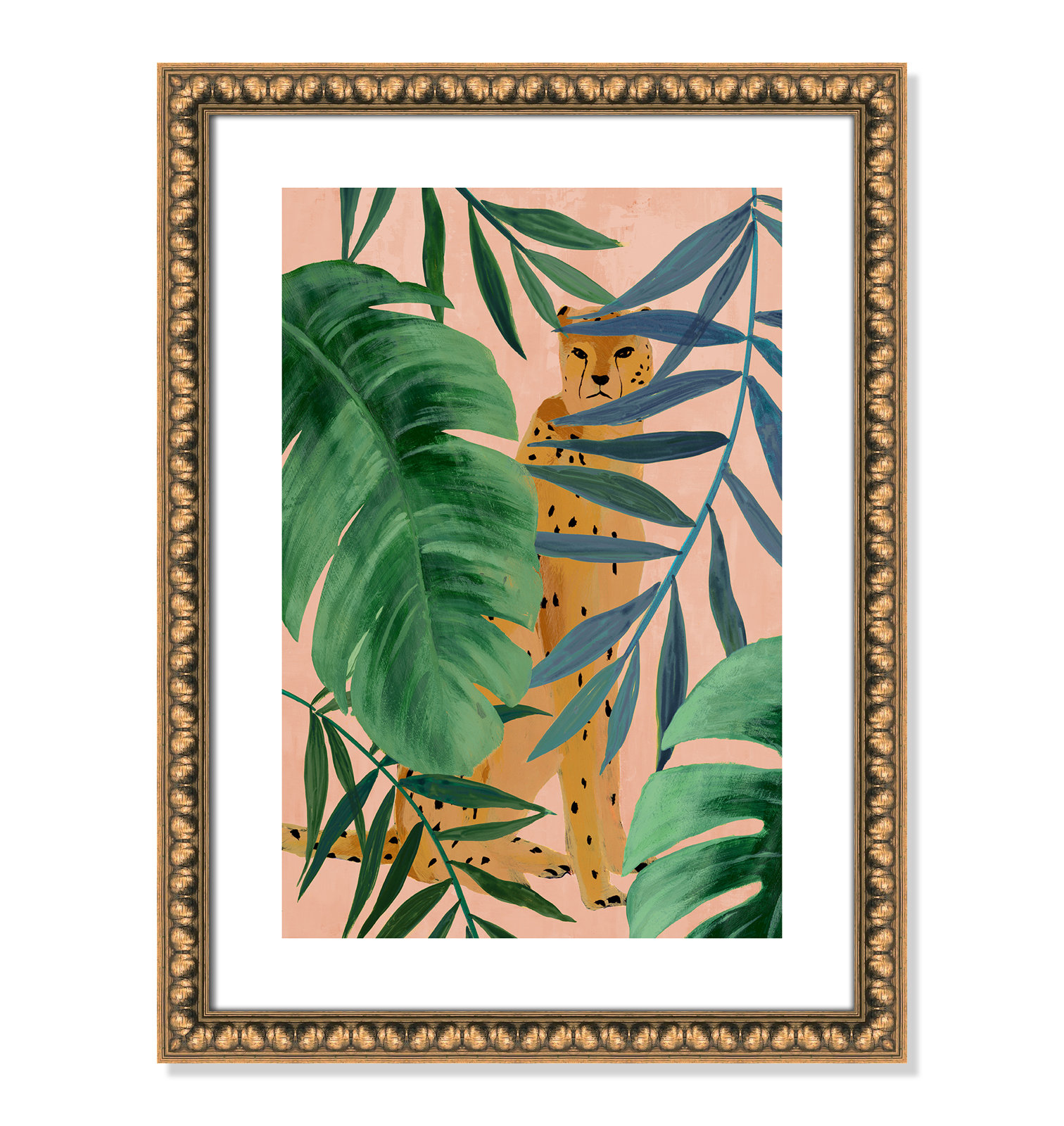 Allie "Silent Jungle" Painting by Isabelle Z, 23" H x 17" W x 1.13" D, Gold Bead Framed Paper