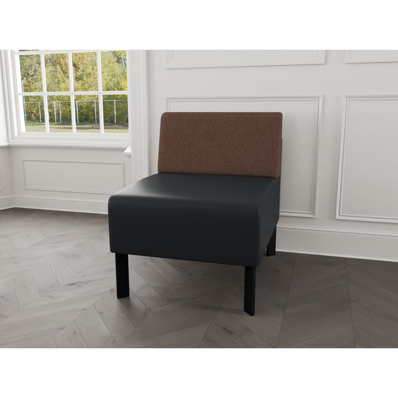 Chaise d'invité sans accoudoirs Luxe Lounge, Acier noir, Archetype Café / Modène graphite