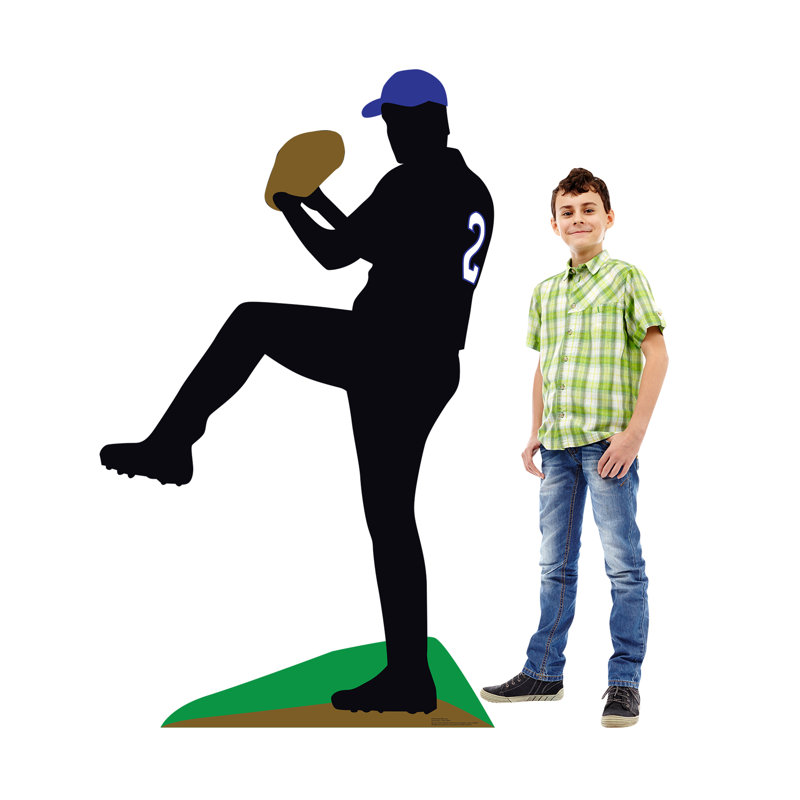 73'' Black Baseball Player Silhouette Cardboard Standup