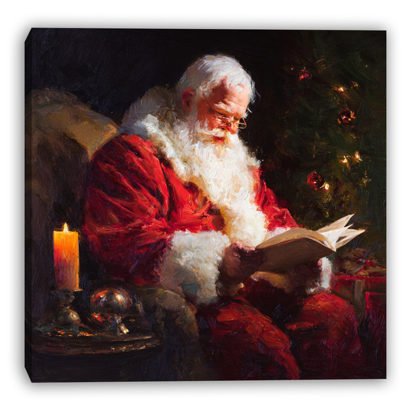 «Santa in Warm Candle Glow», art mural sur toile tendue, H 20 po x l 20 po