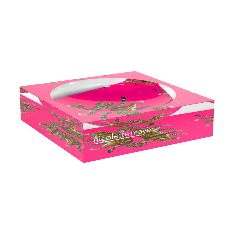 Leopard Seeing Double Hot Pink Acrylic Candy Catchall Dish