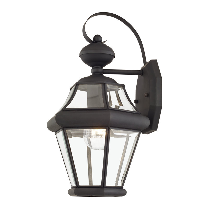 Lanterne murale d'extérieur en verre biseauté Creason, H 14 po x l 8,5 po x P 8 po, Bronze
