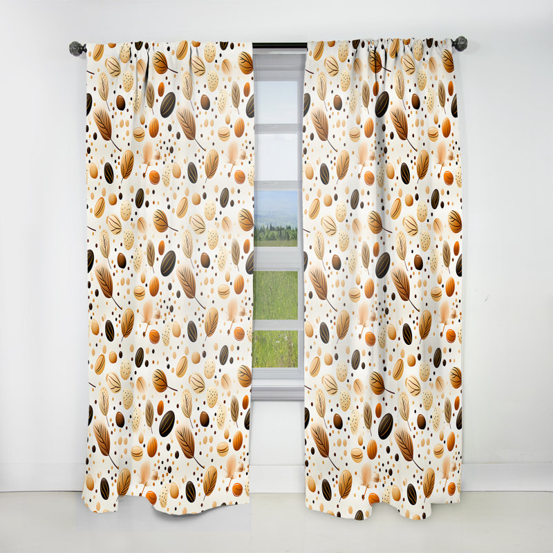 Motif botanique crème et café - Rideau bohémien - Velours obscurcissant - 1 panneau, L 52 po x L 120 po