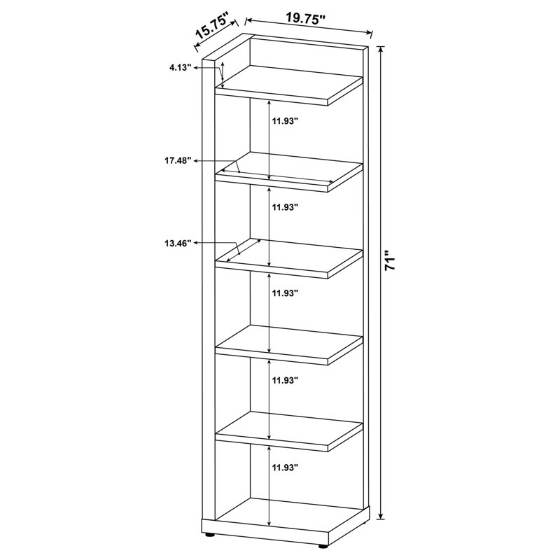 Cappuccino 6-tier Corner Bookcase