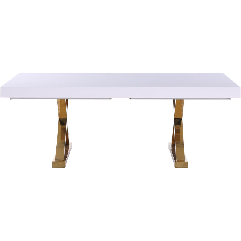 Woolum Metal Base Dining Table, White, Gold