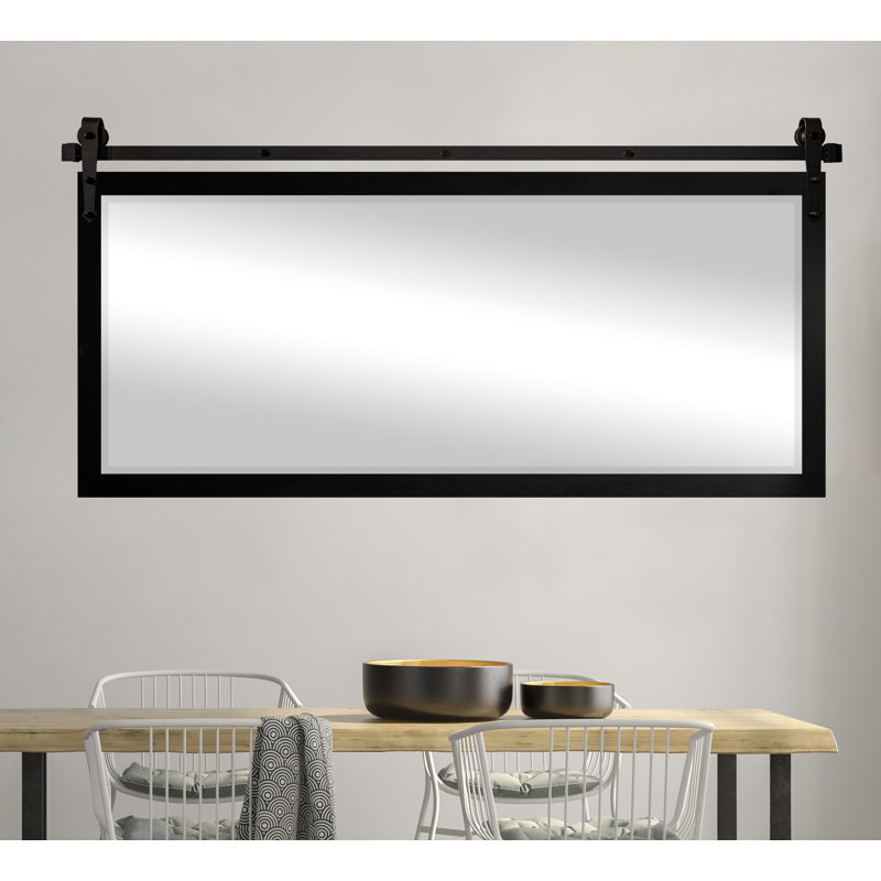 Miroir de salle de bain biseauté N Peace, Noir, H 30 po x l 70,5 po
