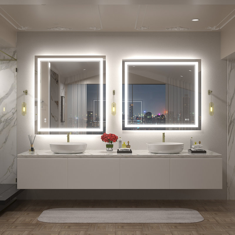  Wayfair Basics® UL Certified Front & Back LED Anti-Fog Tempered Glass Bathroom/Vanity Mirror , 40" x 36"