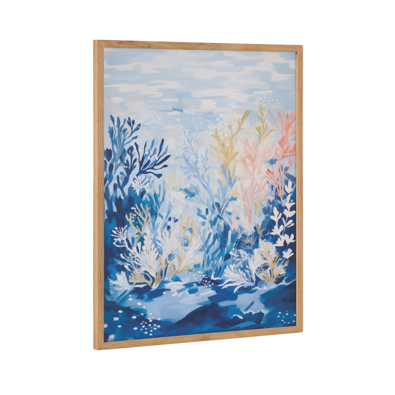 «Underwater Ocean Landscape» par The Creative Bunch Studio, reproduction d'art encadrée, Encadrement brun clair