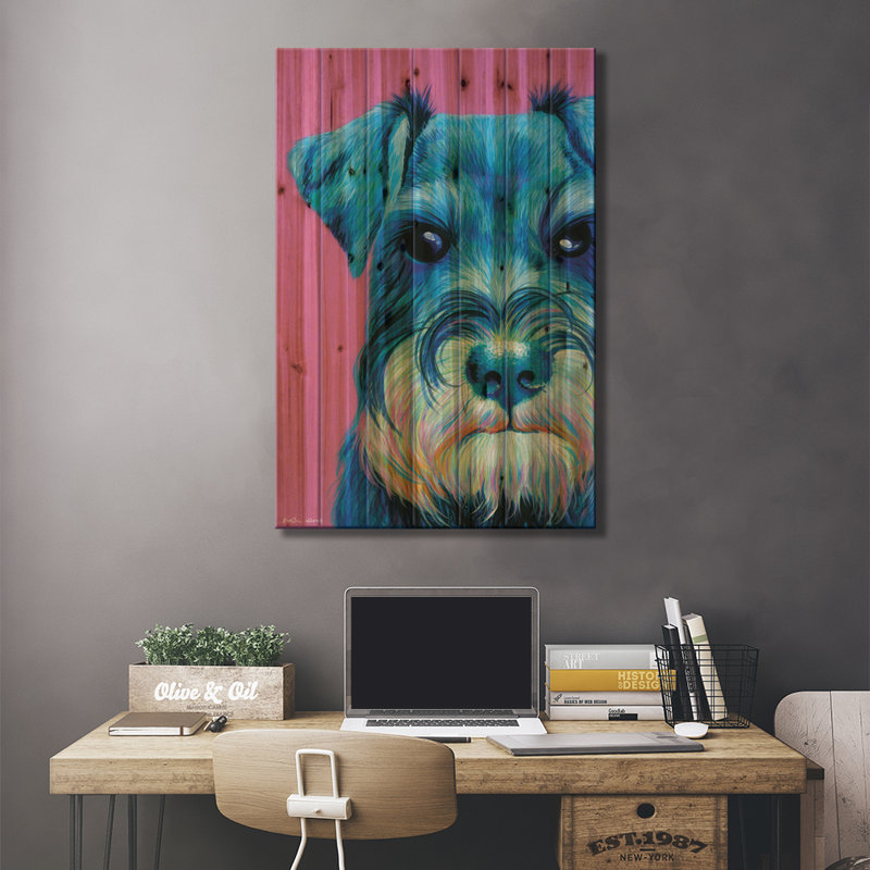 Orestilla Schnauzer On Pink par Kirstin Wood, impression graphique, H 26 po x l 18 po x P 1,5 po