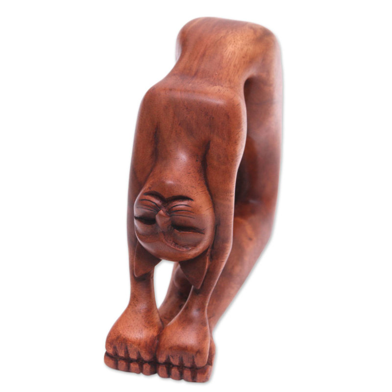 Figurine en bois ustrasana kitty Raelyn