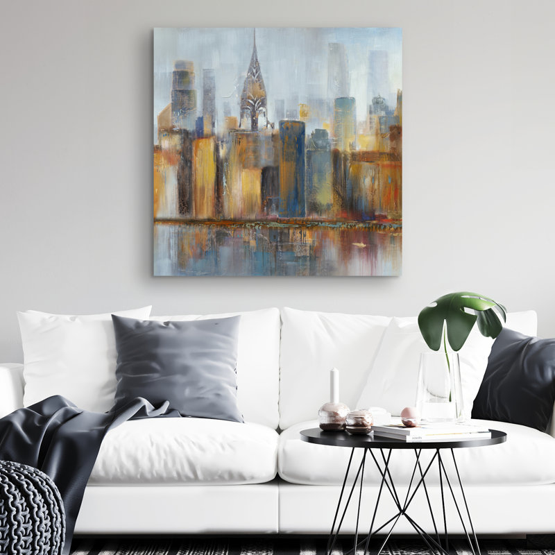 Cityscape with chrysler building - 32"x32" art on canvas