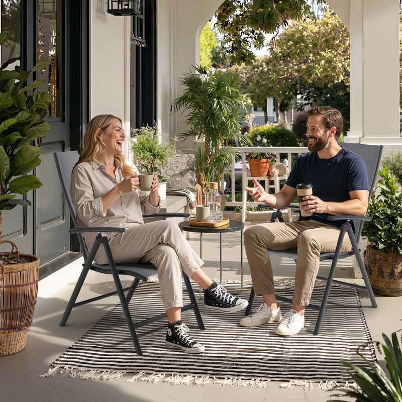 Chaise de salle à manger d'extérieur avec dossier réglable, 8, Grey