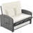 PE Wicker Rattan Double Chaise Lounge, 2-Person Reclining Daybed With Adjustable Back And Cushions, Free Furniture Protection Cover