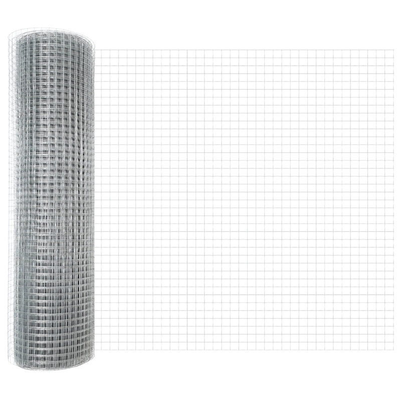 Welded Wire Fence With 7 Posts Steel, Silver, 60cm H x 1000cm W