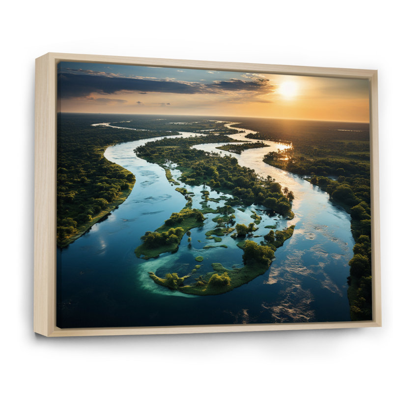 Delta de l'Okavango, Botswana II sur toile, Cadre naturel flottant, H 30 po x l 40 po x P 1,5 po