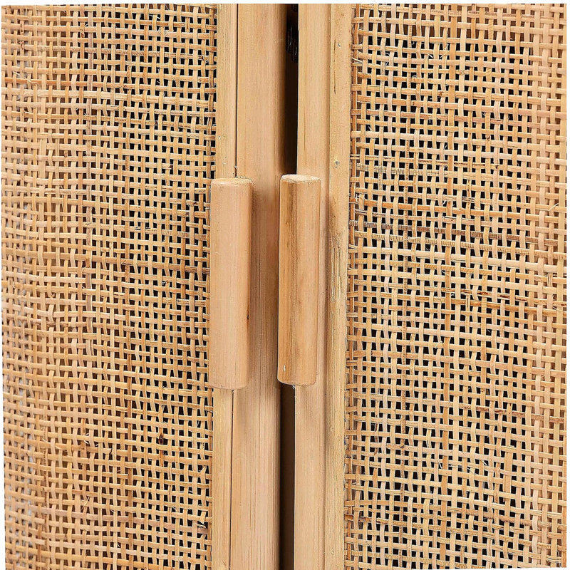 Armoire de rangement bohémienne en rotin naturel