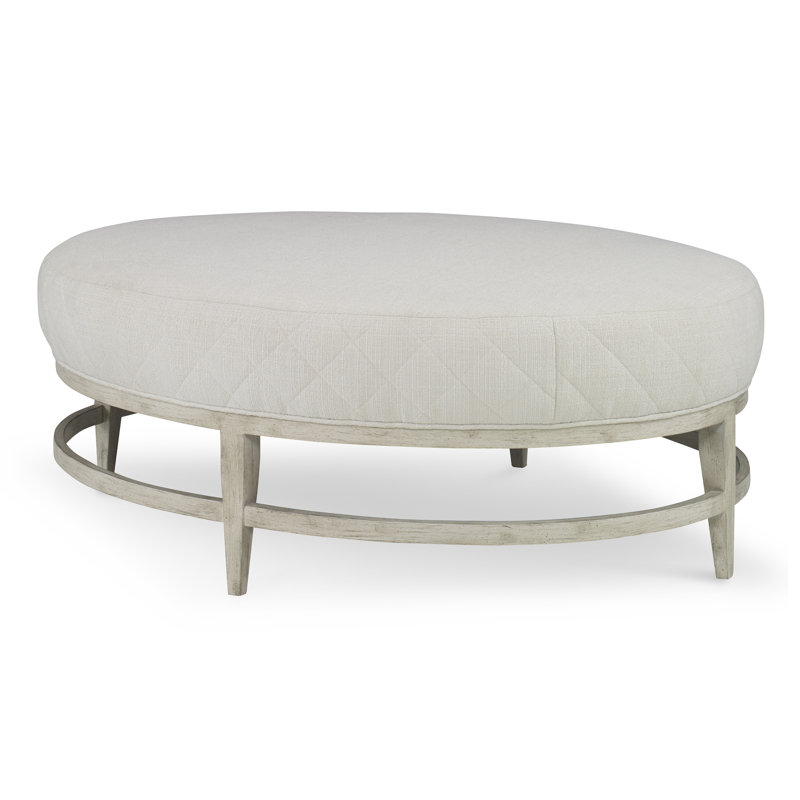 Elliptic Oval Ottoman, Bisque, Venice Ivory 100% Polyester