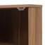 Table de coin autoportante pour petites salles de bain, porte, panneau de particules en noyer, capacité de charge de 88 livres, base en métal triangulaire sans épissure, benne basculante, tablettes réglables, armoire à poignée noire douce