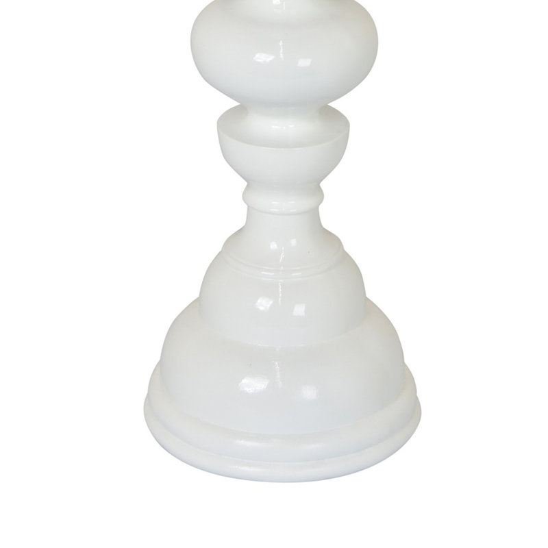 Elegant White Resin Turned Tabletop Candle Holder, 23 Inches