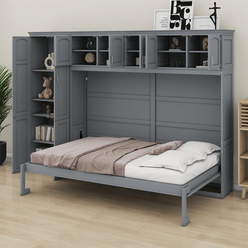 Lit escamotable mural avec armoires Murphy, Gris