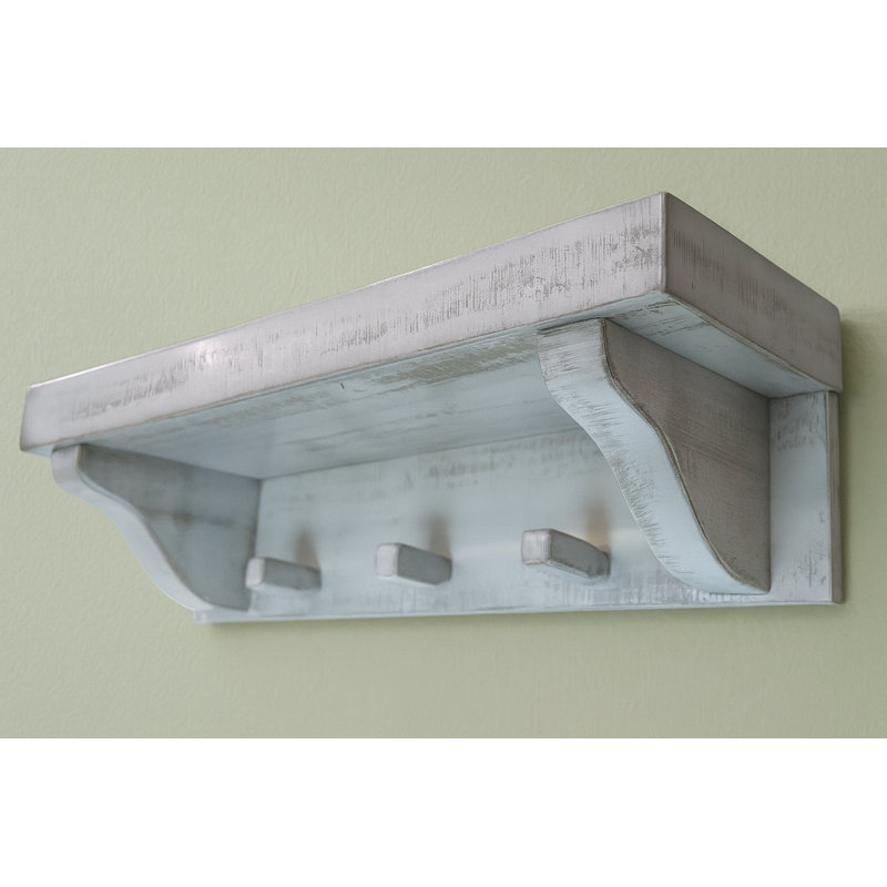 Tablette murale Rough Cut, 3 pi, avec chevilles au fini blanc rustique, 36