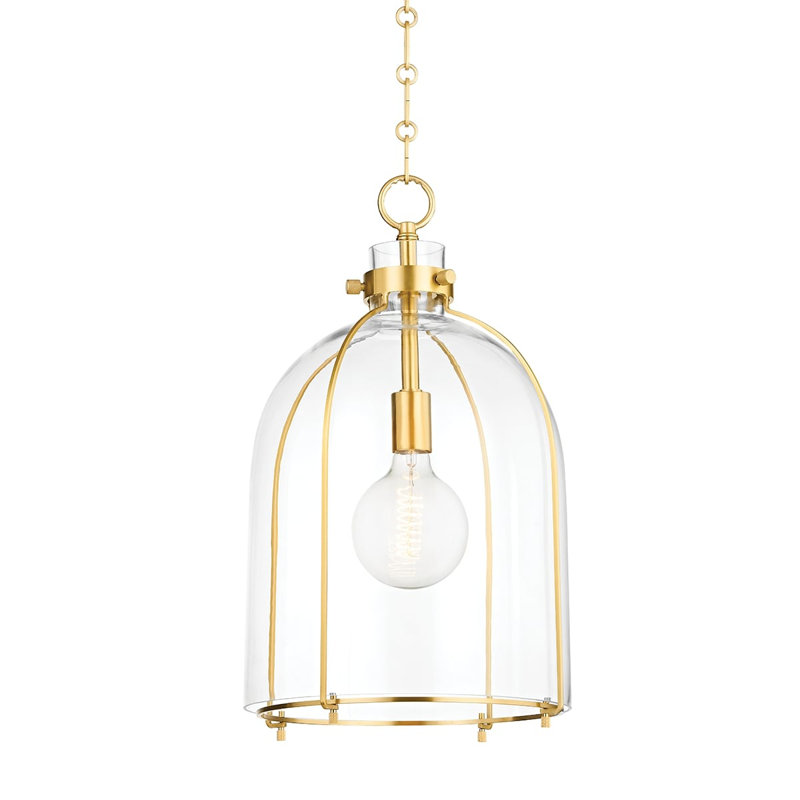 Eldridge 1 Light Pendant - Dome, Aged Brass