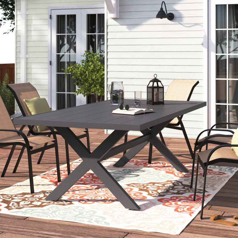 Adasha Rectangular Metal Outdoor Dining Table