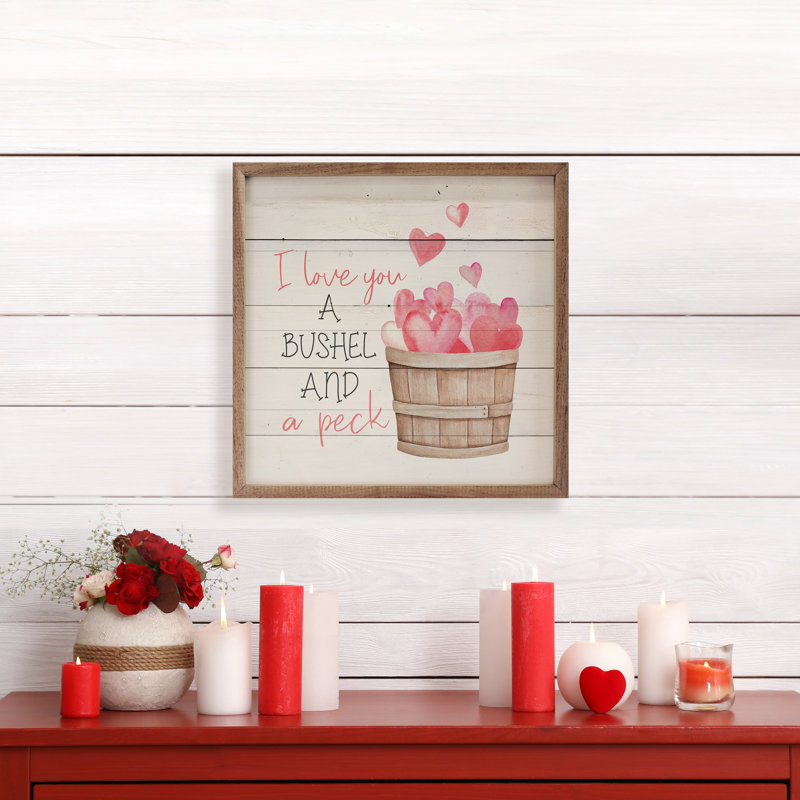 I Love You A Bushel And A Peck Hearts - blanc délavé, H 16 po x l 16 po