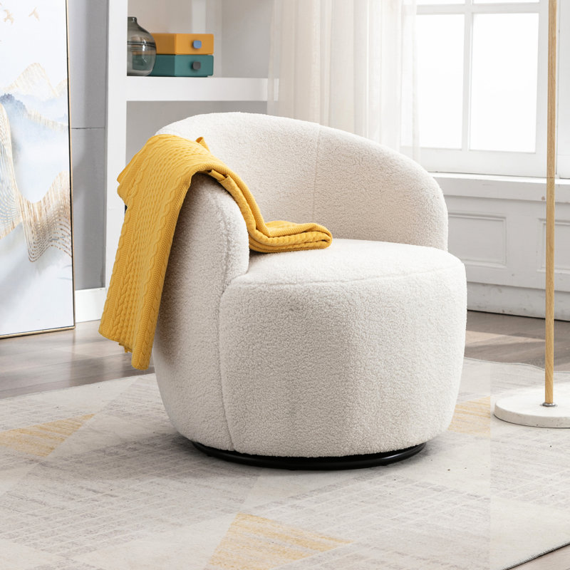 Fabric White Chair With Swivel, Foam Core, 24.98 In. Product Depth, Width, 27.82 Height Swivel In Fabric, Filled Seat,, Ivory