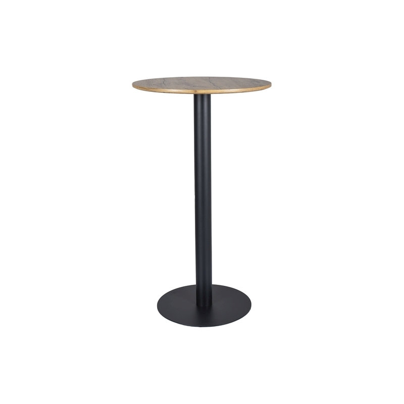 Errill Round Metal Base Dining Table, Oak, 105cmH x 60cmL x 60cmW